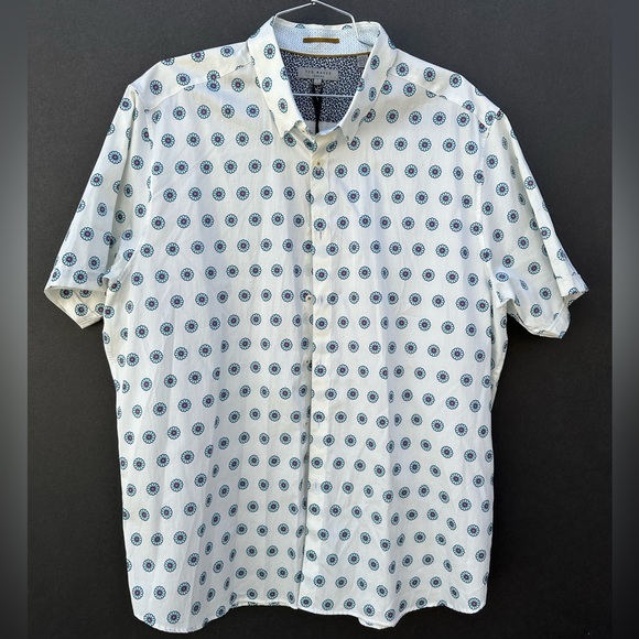 Ted Baker Floral pattern men’s button down short sleeve shirt - Picture 2 of 5